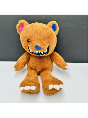 WAY TO CELEBRATE! Buddy Bear Plush Toy - Brown Sharp Teeth Scary Teddy 14”